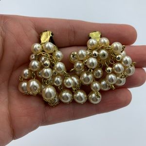Clip on pearl cluster earrings